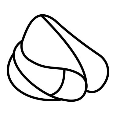 Şans Kurabiyesi Simgesi, Basit Siyah ve Beyaz Vektör İllüstrasyonu