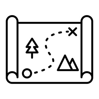 Harita Simgesi, Basit Siyah ve Beyaz Vektör İllüstrasyonu