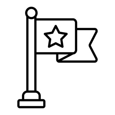 FLag Simgesi, Basit Siyah ve Beyaz Vektör İllüstrasyonu