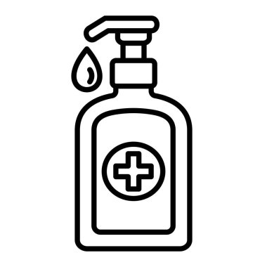 Antibakteriyel Simge, Basit Siyah ve Beyaz Vektör İllüstrasyonu