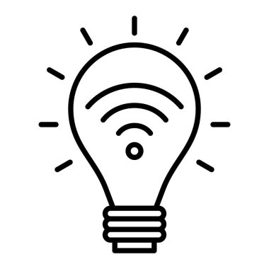 Akıllı Enerji Simgesi, Basit Siyah ve Beyaz Vektör İllüstrasyonu