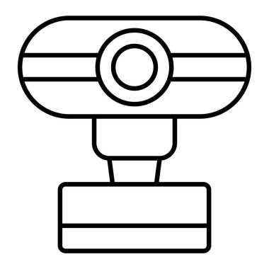 Web kamerası Simgesi, Basit Siyah ve Beyaz Vektör İllüstrasyonu