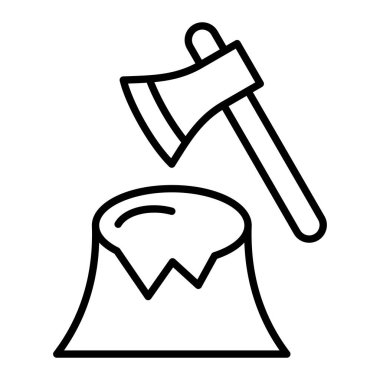 Ormanların Yok Olması Simgesi, Basit Siyah ve Beyaz Vektör İllüstrasyonu