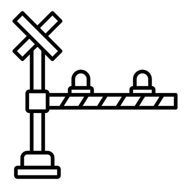 Demiryolu Geçidi Simgesi, Basit Siyah ve Beyaz Vektör İllüstrasyonu