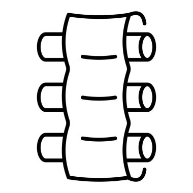Kaburga Simgesi, Basit Siyah ve Beyaz Vektör İllüstrasyonu