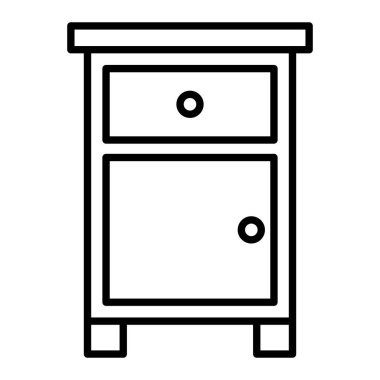 Yatak Masası Simgesi, Basit Siyah ve Beyaz Vektör İllüstrasyonu