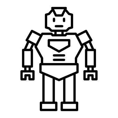 Robot Simgesi, Basit Siyah ve Beyaz Vektör İllüzyonu