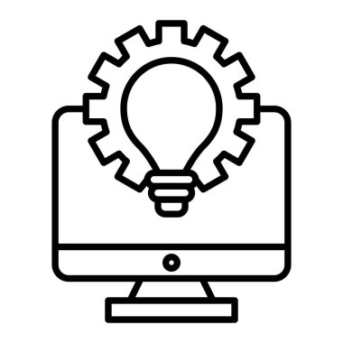 Geliştirme Simgesi, Basit Siyah ve Beyaz Vektör İllüstrasyonu
