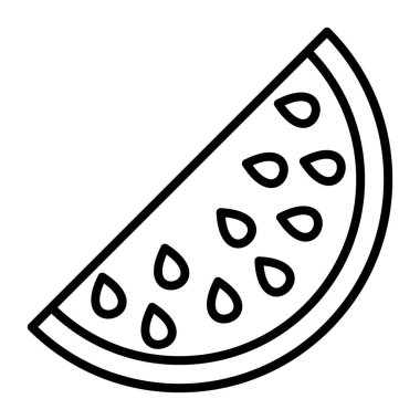 Karpuz Simgesi, Basit Siyah ve Beyaz Vektör İllüstrasyonu