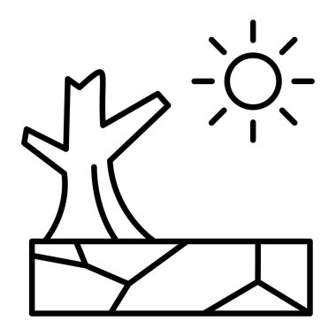 Kuraklık Simgesi, Basit Siyah ve Beyaz Vektör İllüstrasyonu