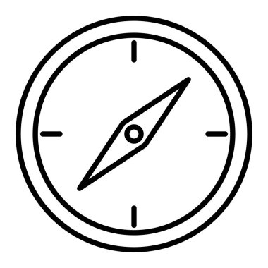 Pusula Simgesi, Basit Siyah ve Beyaz Vektör İllüstrasyonu