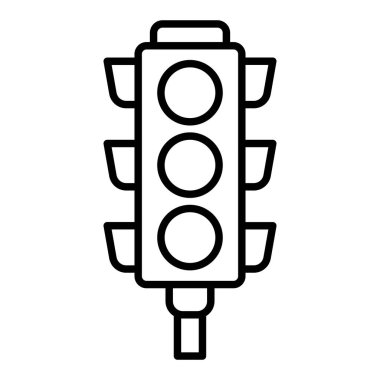 Trafik Işığı Çizgisi simgesi, Basit Siyah ve Beyaz Vektör İllüstrasyonu