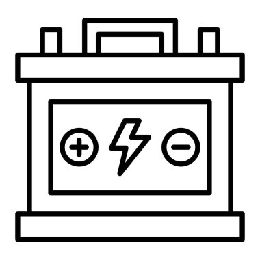 Araba Akü Hattı simgesi, Basit Siyah ve Beyaz Vektör İllüstrasyonu