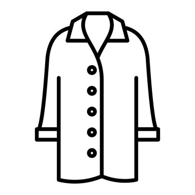 Palto Simgesi, Basit Siyah ve Beyaz Vektör İllüstrasyonu