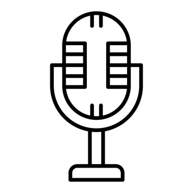 Mikrofon Simgesi, Basit Siyah ve Beyaz Vektör İllüstrasyonu