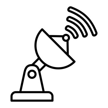 Parbolik Bulaşık Simgesi, Basit Siyah ve Beyaz Vektör İllüstrasyonu