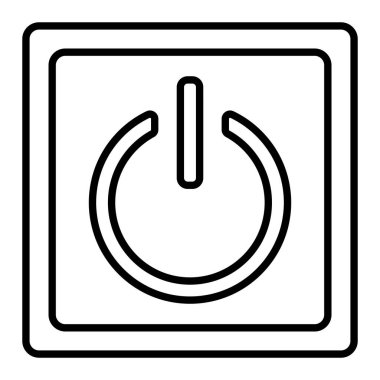 Güç Simgesi, Basit Siyah ve Beyaz Vektör İllüstrasyonu