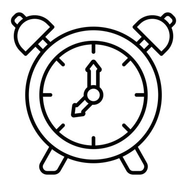Alarm Saat çizgisi simgesi, Basit Siyah ve Beyaz Vektör İllüstrasyonu