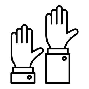 Kaldır El Simgesi, Basit Siyah ve Beyaz Vektör İllüstrasyonu