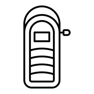Uyku Torbası Simgesi, Basit Siyah ve Beyaz Vektör İllüstrasyonu