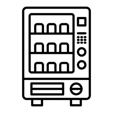 Otomat Simgesi, Basit Siyah ve Beyaz Vektör İllüstrasyonu