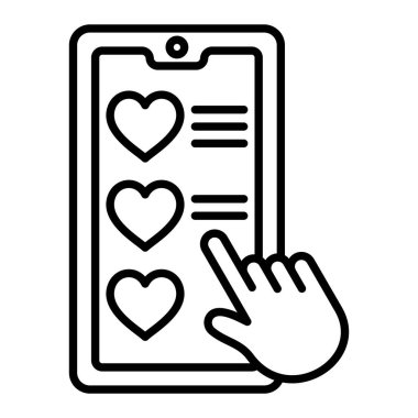 Kalp Simgesi, Basit Siyah ve Beyaz Vektör İllüstrasyonu