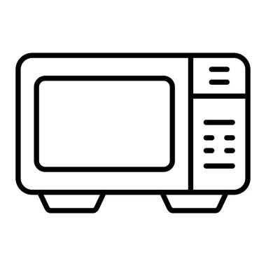 Mikrodalga Simgesi, Basit Siyah ve Beyaz Vektör İllüstrasyonu