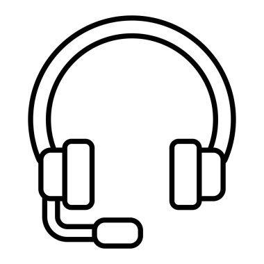 Kulaklık Simgesi, Basit Siyah ve Beyaz Vektör İllüstrasyonu