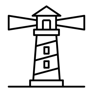 Deniz feneri Simgesi, Basit Siyah ve Beyaz Vektör İllüstrasyonu