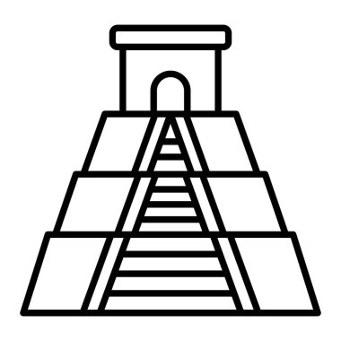 Teotihuacan Simgesi, Basit Siyah ve Beyaz Vektör İllüstrasyonu