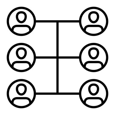 Çalışma Takımı çizgi simgesi, Basit Siyah ve Beyaz Vektör İllüstrasyonu