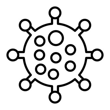 Virüs Simgesi, Basit Siyah ve Beyaz Vektör İllüstrasyonu