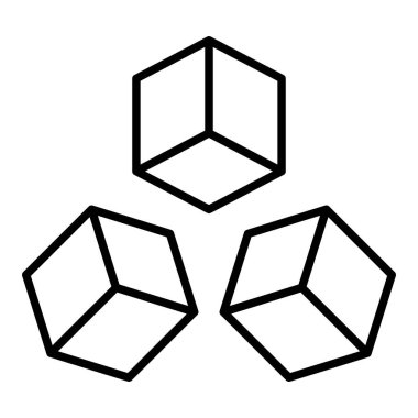 Buz Küpleri Simgesi, Basit Siyah ve Beyaz Vektör İllüstrasyonu