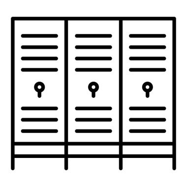 Dolaplar Simgesi, Basit Siyah ve Beyaz Vektör İllüstrasyonu