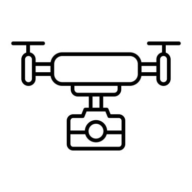 Drone Simgesi, Basit Siyah ve Beyaz Vektör İllüstrasyonu