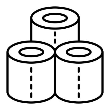 Tuvalet kağıdı çizgisi simgesi, Basit Siyah ve Beyaz Vektör İllüstrasyonu