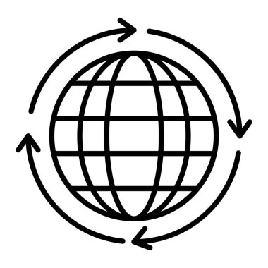 Dünya çapında Simge, Basit Siyah ve Beyaz Vektör İllüstrasyonu