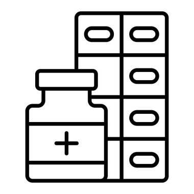 İlaç satırı simgesi, Basit Siyah ve Beyaz Vektör İllüstrasyonu