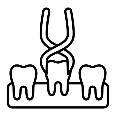 Diş Çıkarma Simgesi, Basit Siyah ve Beyaz Vektör İllüstrasyonu