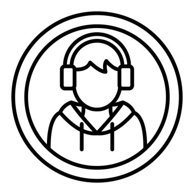 Profil Simgesi, Basit Siyah ve Beyaz Vektör İllüstrasyonu