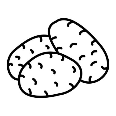 Patates Simgesi, Basit Siyah ve Beyaz Vektör İllüstrasyonu