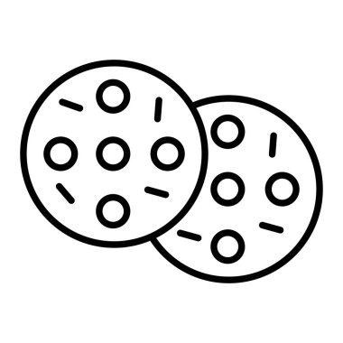 Kurabiye Simgesi, Basit Siyah ve Beyaz Vektör İllüstrasyonu