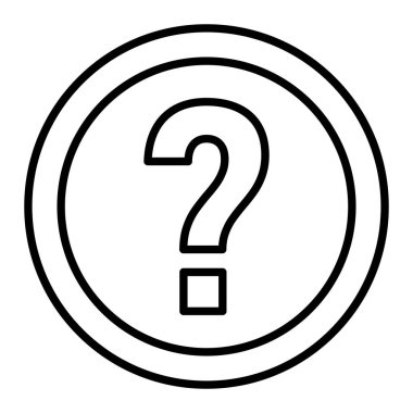 Soru Simgesi, Basit Siyah ve Beyaz Vektör İllüstrasyonu