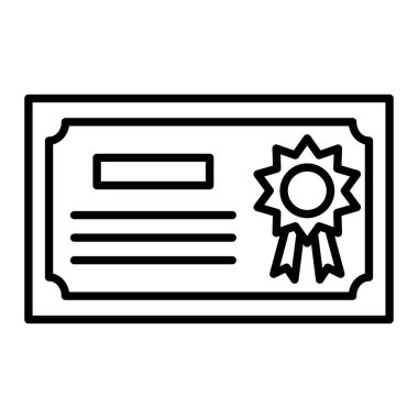 Sertifika Simgesi, Basit Siyah ve Beyaz Vektör İllüstrasyonu