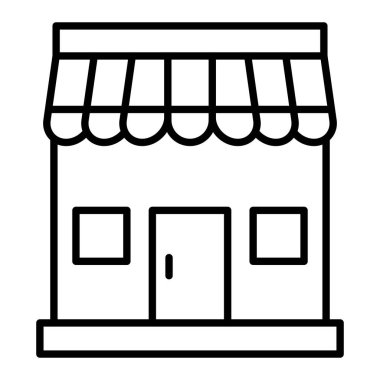 Dükkan Simgesi, Basit Siyah ve Beyaz Vektör İllüstrasyonu