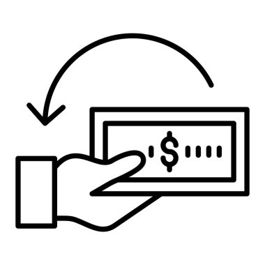 İade satırı simgesi, Basit Siyah ve Beyaz Vektör İllüstrasyonu