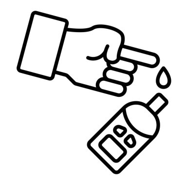 Diyabet çizgisi simgesi, Basit Siyah ve Beyaz Vektör İllüstrasyonu