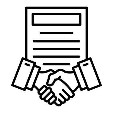 Anlaşma Simgesi, Basit Siyah ve Beyaz Vektör İllüstrasyonu