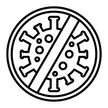 Virüs Simgesi Yok, Basit Siyah ve Beyaz Vektör İllüstrasyonu