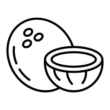 Hindistan cevizi Simgesi, Basit Siyah ve Beyaz Vektör İllüstrasyonu